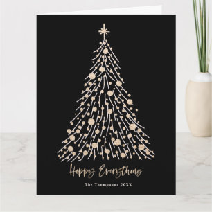 Carte Joyeux tout Script Arbre de Noël doré