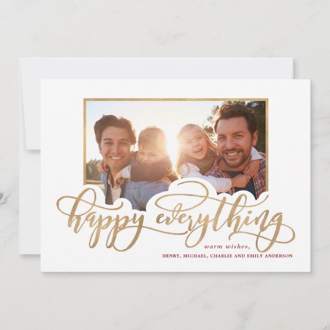 Carte Joyeux Tout Whimsy Gold Script photo de vacances (Devant)