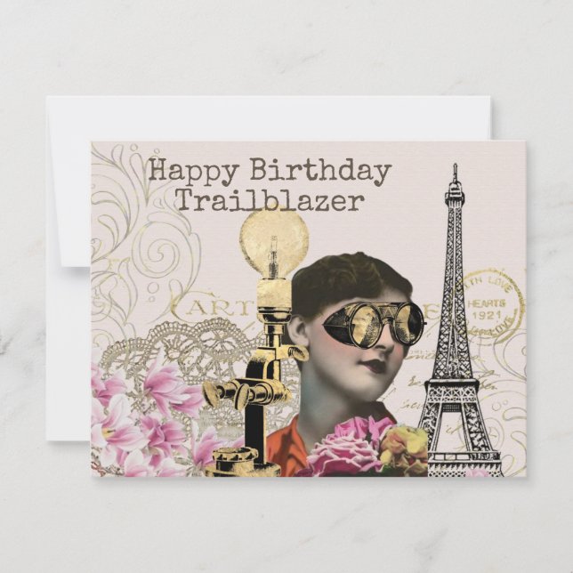 Carte Joyeux Trailblazer Anniversaire Steampunk Vintage (Devant)