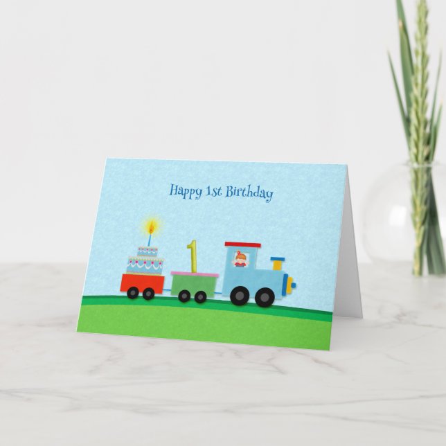 Carte Joyeux train du 1er anniversaire (Devant)