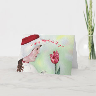 CARTE JOYEUX TULIP ROUGE DE LA JOURNÉE DE LA MÈRE