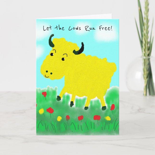Carte Joyeux Vache Vegan anniversaire (Devant)
