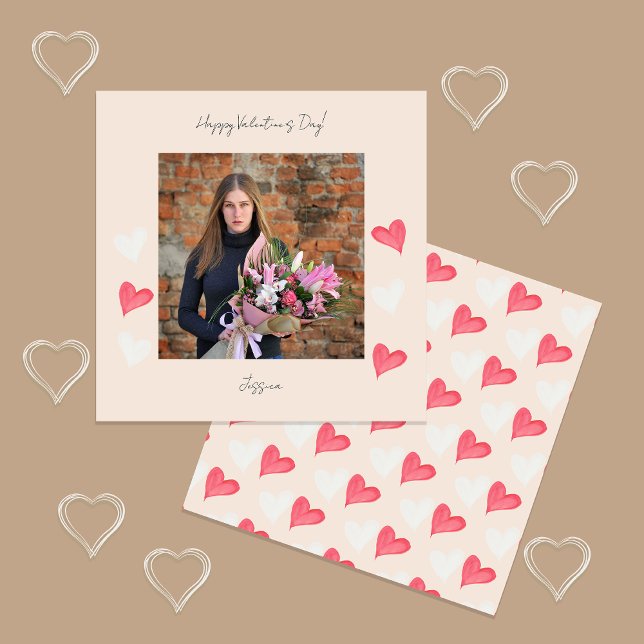 Carte Joyeux Valentin`s Day Modern Script photo (Créateur téléchargé)