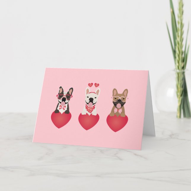 Carte Joyeux Valentines Day Bulldogs français (Devant)