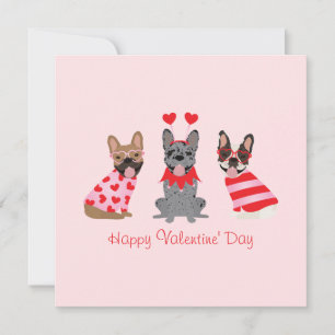 Carte Joyeux Valentines Day Bulldogs français