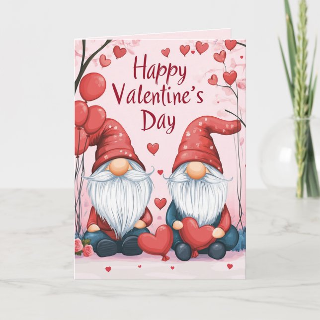 Carte Joyeux Valentines Jour Elfe avec Coeurs (Devant)