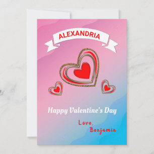 Carte Joyeux Valentines Jour Motif Coeur Rouge Personnal