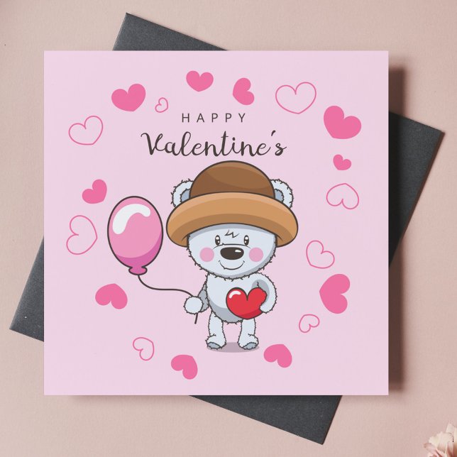 Carte Joyeux Valentines Jour Ours Texte personnalisé (Créateur téléchargé)