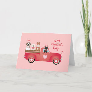 Carte Joyeux Valentines Jour Pickup Camion Aimer Chiens