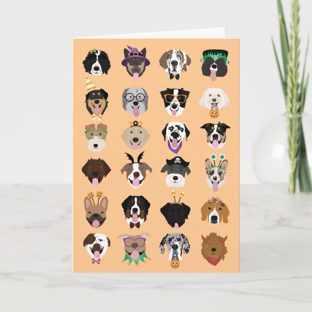 Carte Joyeux visage de chien pour Halloween (Devant)