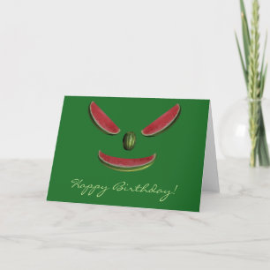 Carte Joyeux visage de pastèque d'anniversaire