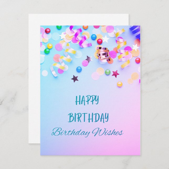 Carte Joyeux voeux d'anniversaire-anniversaire (Devant / Derrière)