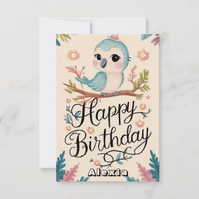 Carte Joyeux voeux de perroquet numérique anniversaire (Devant)