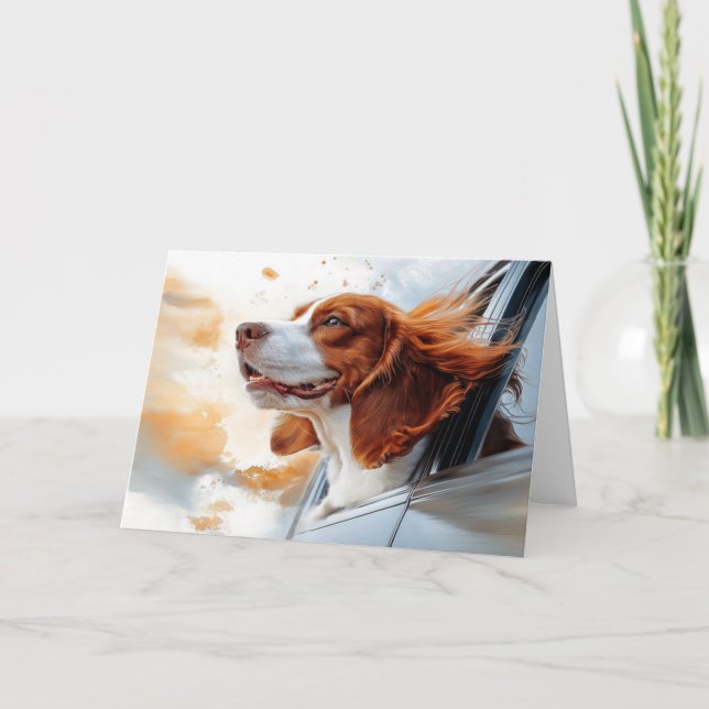 Carte Joyful Dog in the Wind Art Print (Devant)
