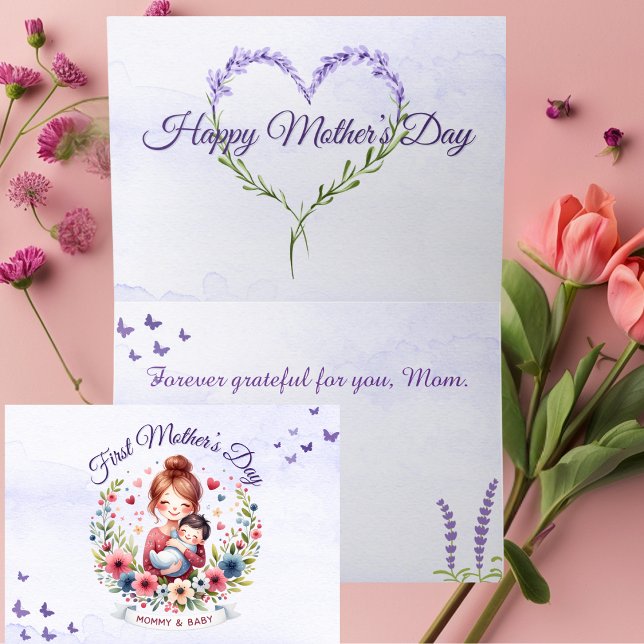 Carte Joyful First Mother's Day Card avec maman et (Créateur téléchargé)