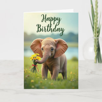 Carte Joyful Meadow Elephant Birthday Card