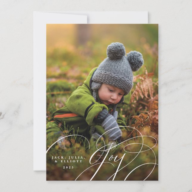 Carte Joyful Script Happy Photo Holiday Card (Devant)