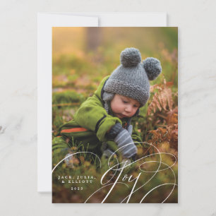 Carte Joyful Script Happy Photo Holiday Card