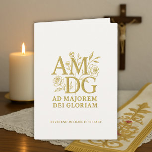 Carte Jubilé d'anniversaire de prêtre 50 ans AMDG