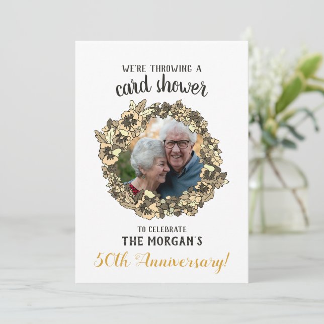 Carte Jubilé d'Or Pluie de Confettis avec Photo (Debout devant)