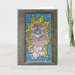 Carte Judaica : Mosaïque Hamsa rougeoyant w/Star de