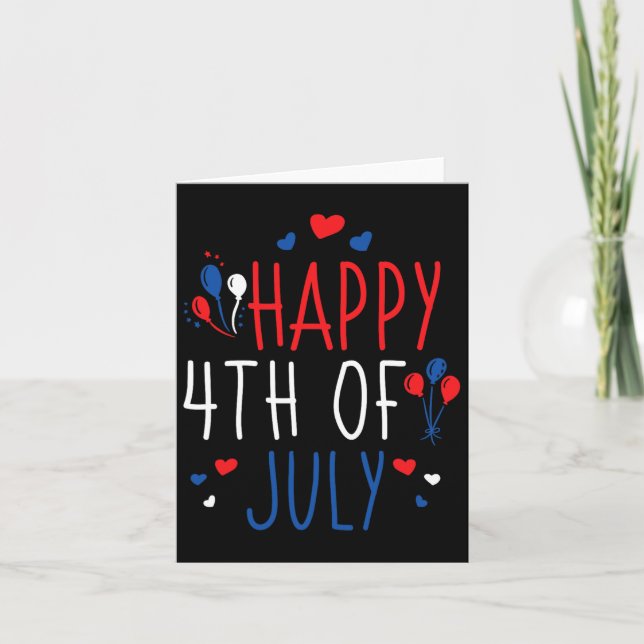 Carte Juillet Joyeux drapeau 4 juillet américain (Devant)