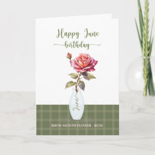 Carte Juin Anniversaire Rose Mois de naissance Violet Fl