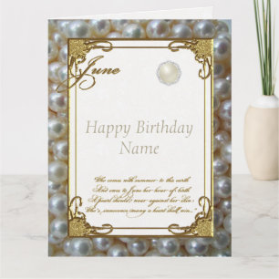 Carte Juin Pearl Birthstone Anniversaire 8,5x11