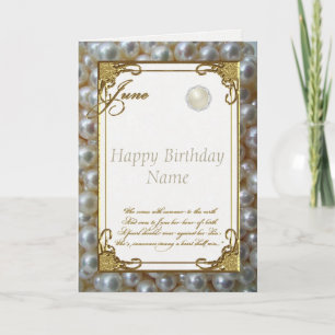 Carte Juin Pearl Birthstone Birthday Card