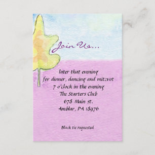 Carte juive de partie de bat mitzvah d'aquarelle