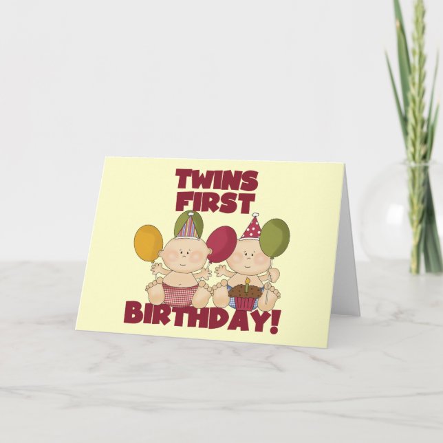 Carte Jumeaux 1er anniversaire - T-shirts et cadeaux pou (Devant)