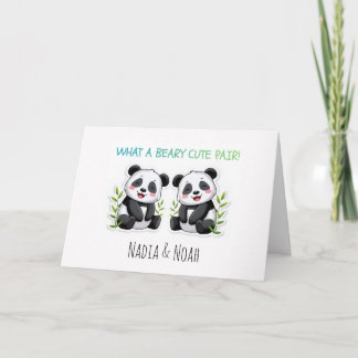 Carte Jumeaux Bébés, Ours Panda, Jumeaux Personnalisés B