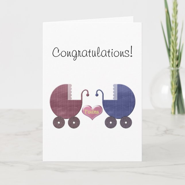 Carte Jumeaux de bébé de garçon et de fille, conception (Devant)