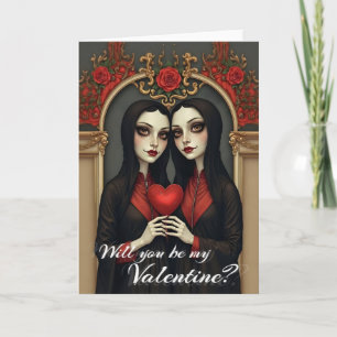 Carte Jumelles gothiques de la Saint-Valentin avec cœur