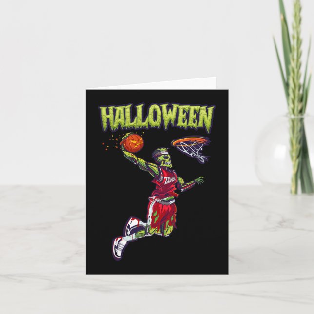 Carte Jump Zombie Basketball Dunk Joueur Halloween Pumpk (Devant)