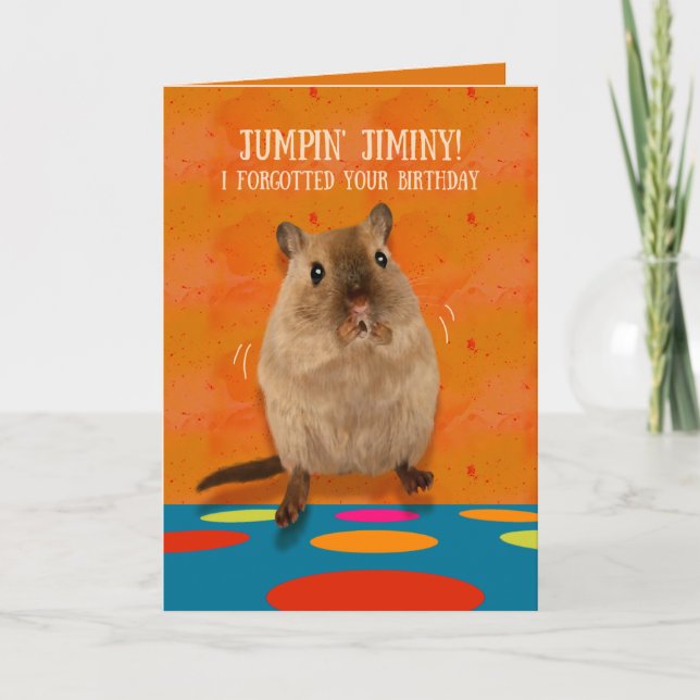 Carte Jumpin' Jiminy Funny Gerbil Anniversaire (Devant)