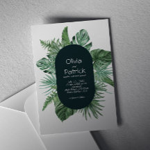 Jungle aquarelle tropicale verte feuille invitatio