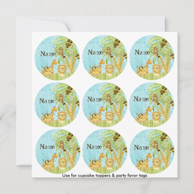 Carte Jungle Giraffe Baby Cupcake Topper Kit douche (Devant)