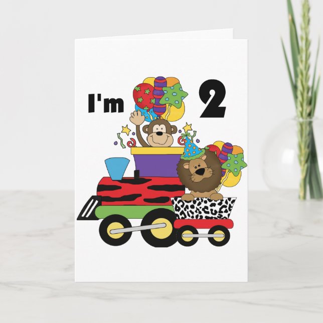 Carte Jungle Train 2e anniversaire T-shirts et cadeaux (Devant)