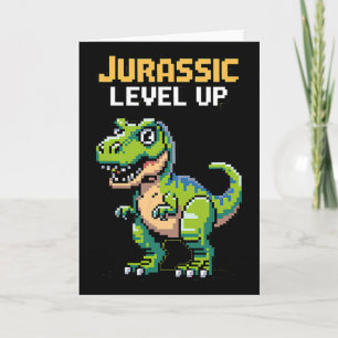 Carte Juric Level Up Pixel Dinosaure Joueur Rétro 