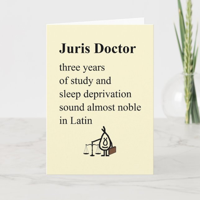 Carte Juris Doctor - humoristique poème de droit (vide à (Devant)