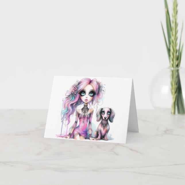Carte Just a Girl and Her Dachshund Dog Card (Devant)