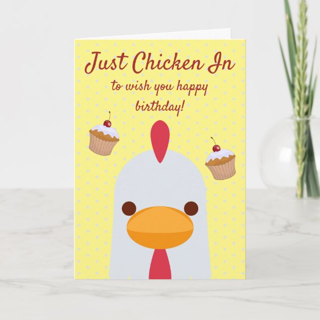 Carte Juste Du Poulet Dans Simple Amusant Jaune Joyeux A (Devant)