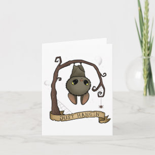 Carte Juste Hangin Halloween mignonne Hanging Bat Éffray