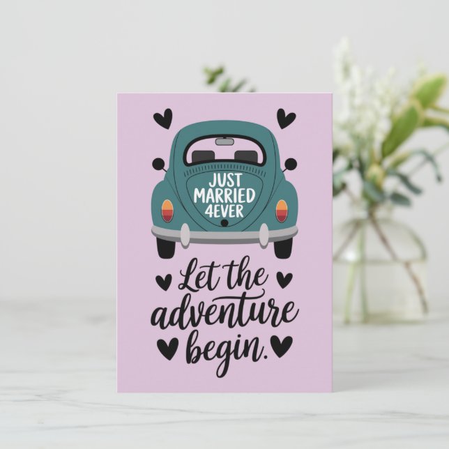 Carte Juste marié Mariage de voiture classique (Debout devant)