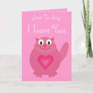 Carte Juste Pour Dire Je T'Aime Mignonne Chat Et Coeurs 