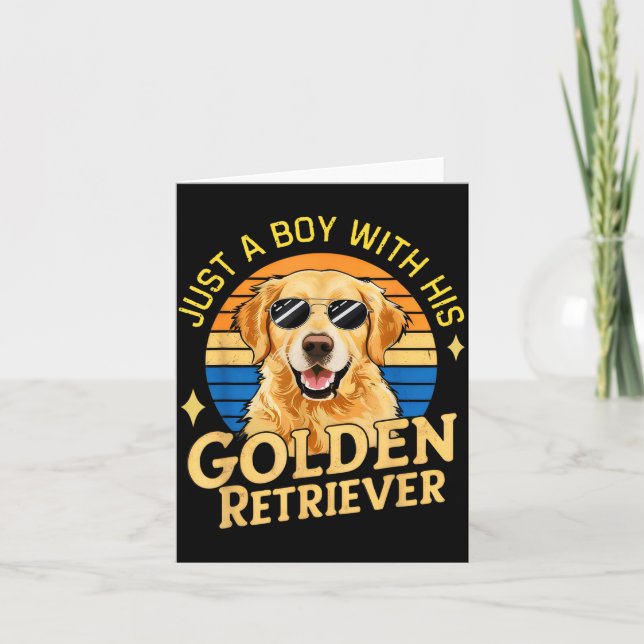 Carte Juste Un Garçon Et Ses Filles Retrievers D'or Qui  (Devant)