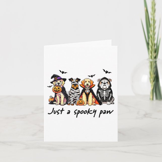 Carte Juste Une Éffrayante Paw Retro Chien Ghost Hallowe (Devant)