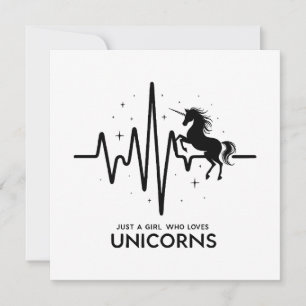 Carte Juste une fille amour pour licornes battement de c