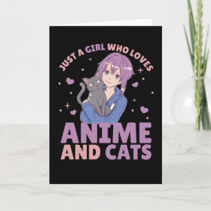 Carte Juste Une Fille Qui Aime Anime Et Chats Coeur Mang